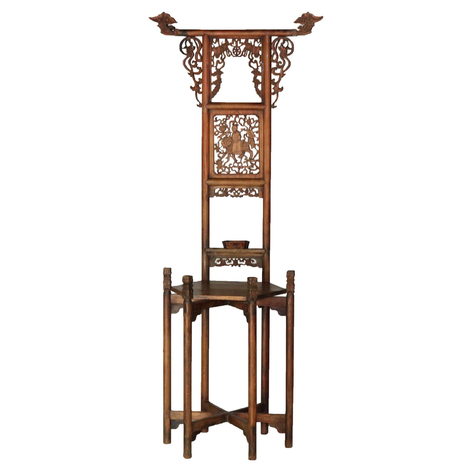 Antique Chinese Rosewood Wash Stand C1920 with Elephant Carvings: Antique Chinese Rosewood Wash Stand C1920 with Elephant Carvings This exquisite antique Chinese wash stand, dating back to circa 1920, is a stunning example of craftsmanship in rosewood. It features i