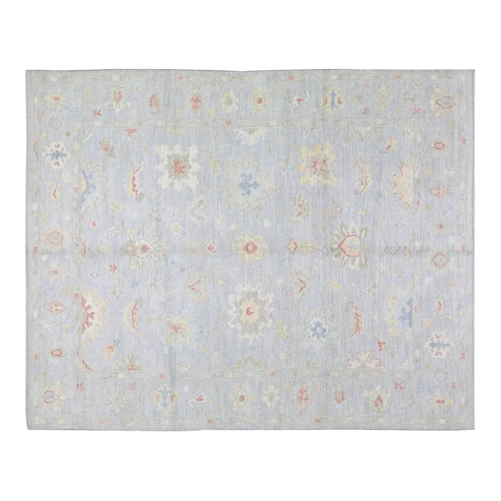 8x10 Gray Wool Oushak Rug Hand Knotted Turkish Artisan Design: 8x10 Gray Wool Oushak Rug Hand Knotted Turkish Artisan Design This Turkish Oushak rug is hand-knotted from wool using traditional techniques, blending classic craftsmanship with a modern design sensib