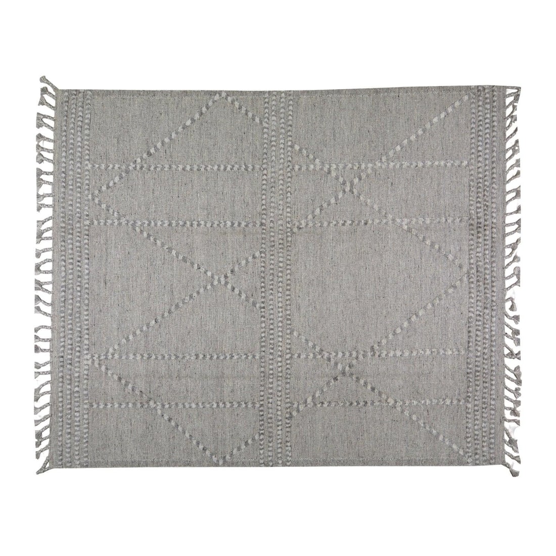 Gray Wool Moroccan Area Rug Hand-Knotted 8'2" x 10': Gray Wool Moroccan Area Rug Hand-Knotted 8'2" x 10' This Moroccan wool rug is hand-knotted using traditional techniques, combining timeless craftsmanship with a modern design sensibility. The rug is d