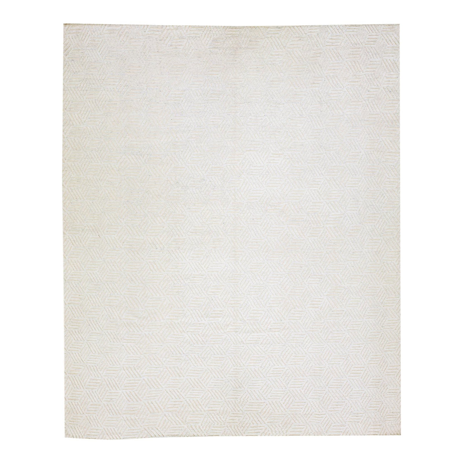Ivory Geometric Abstract Oversize Wool Rug Modern Moroccan Style 12'1 x 14'10: Ivory Geometric Abstract Oversize Wool Rug Modern Moroccan Style 12'1 x 14'10 Experience the beauty of modern design with this exquisite hand-knotted wool rug, showcasing a stunning ivory geometric ab