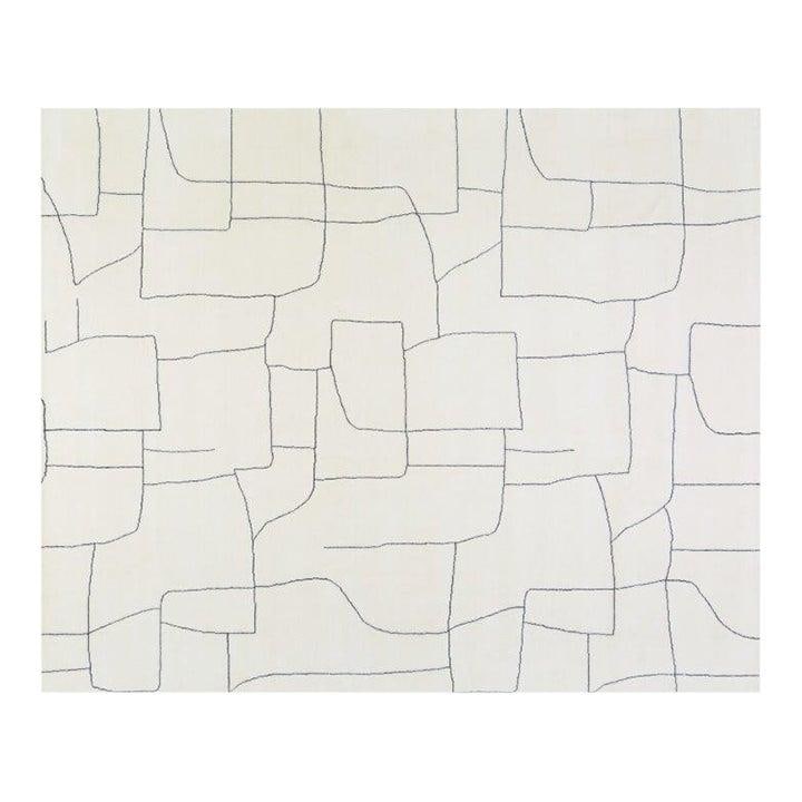 Hand Knotted Moroccan Wool Rug 10'1x14'1 White: Hand Knotted Moroccan Wool Rug 10'1x14'1 White This Moroccan hand-knotted wool rug is crafted using traditional techniques, combining timeless artistry with a contemporary design sensibility. Its dura