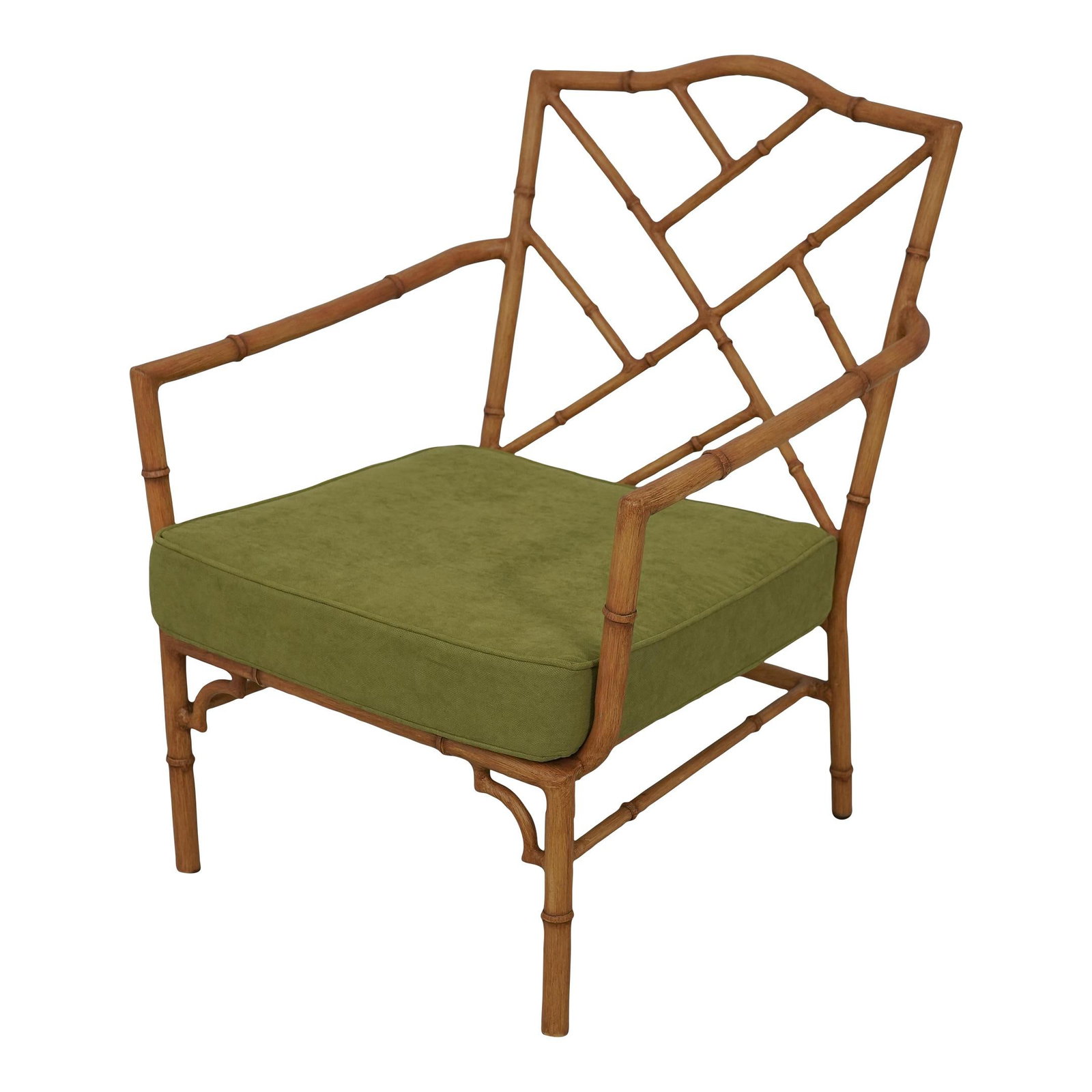 Bamboo Form Aluminum Patio Chair with Green Cushion Modern Design (1 of 10)