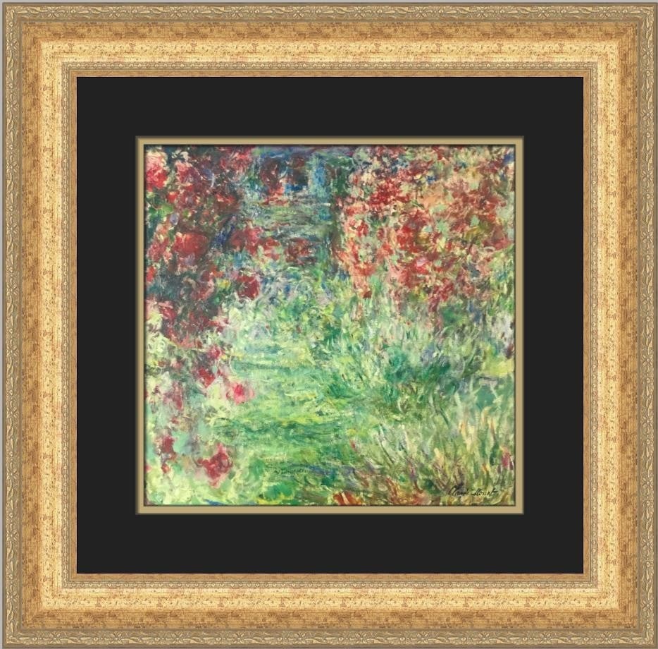 Framed Monet open edition print The House Among The Roses 20 x 20 (1 of 2)