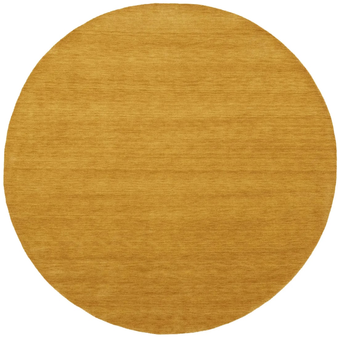 Hand-Loomed Wool Round Rug in Golden Peach 8x8 Modern Solid Design: Hand-Loomed Wool Round Rug in Golden Peach 8x8 Modern Solid Design This round Gabbeh wool rug features a solid golden peach color and a modern design. Expertly hand-loomed in India, it measures 8 feet