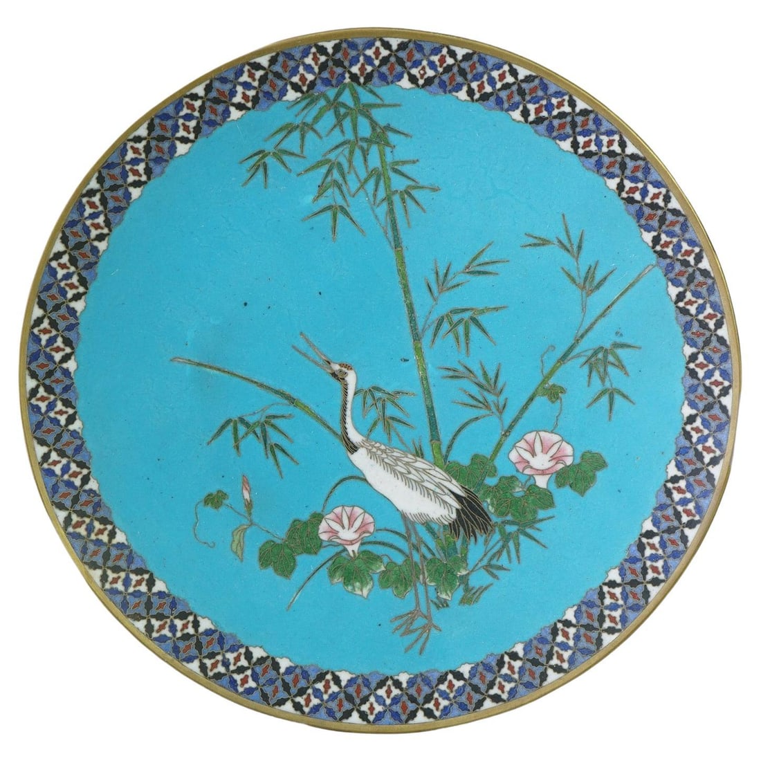 Cloisonne Enamel Marsh Scene Charger With Heron From Japan 20th Century (1 of 10)