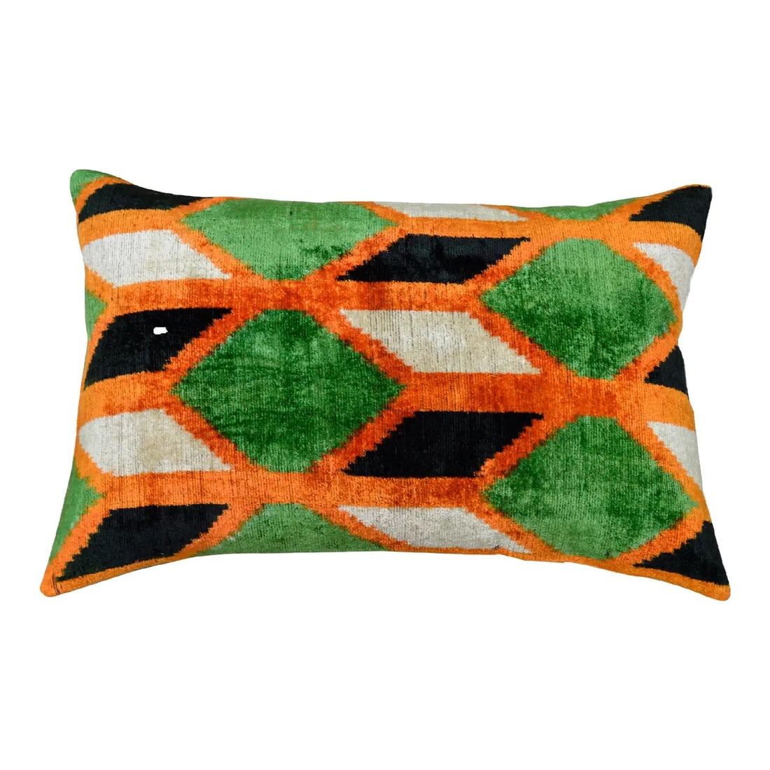 Tangerine Silk Ikat Velvet Pillow With Linen Back and Feather Insert (1 of 3)
