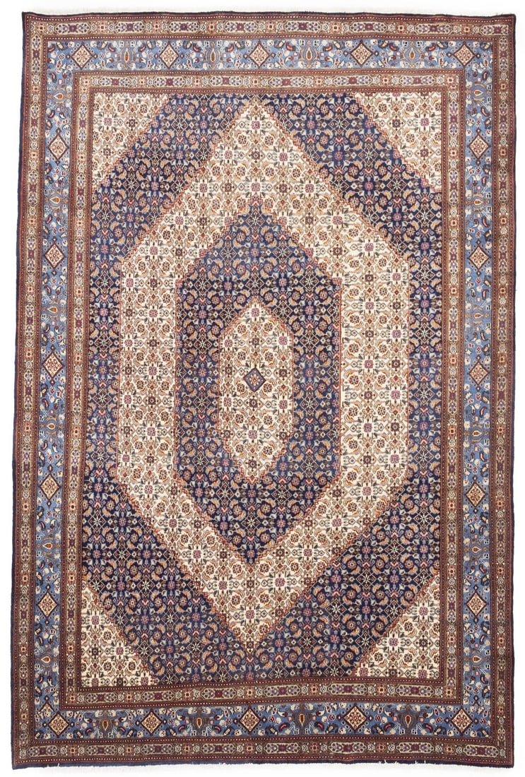 Hand-Knotted Wool Area Rug Floral Vintage Oriental Pattern 7'2 x 10'8: Hand-Knotted Wool Area Rug Floral Vintage Oriental Pattern 7'2 x 10'8 This vintage oriental rug features a traditional floral pattern in a classic cream base with accents of blue, purple-navy, pink, b
