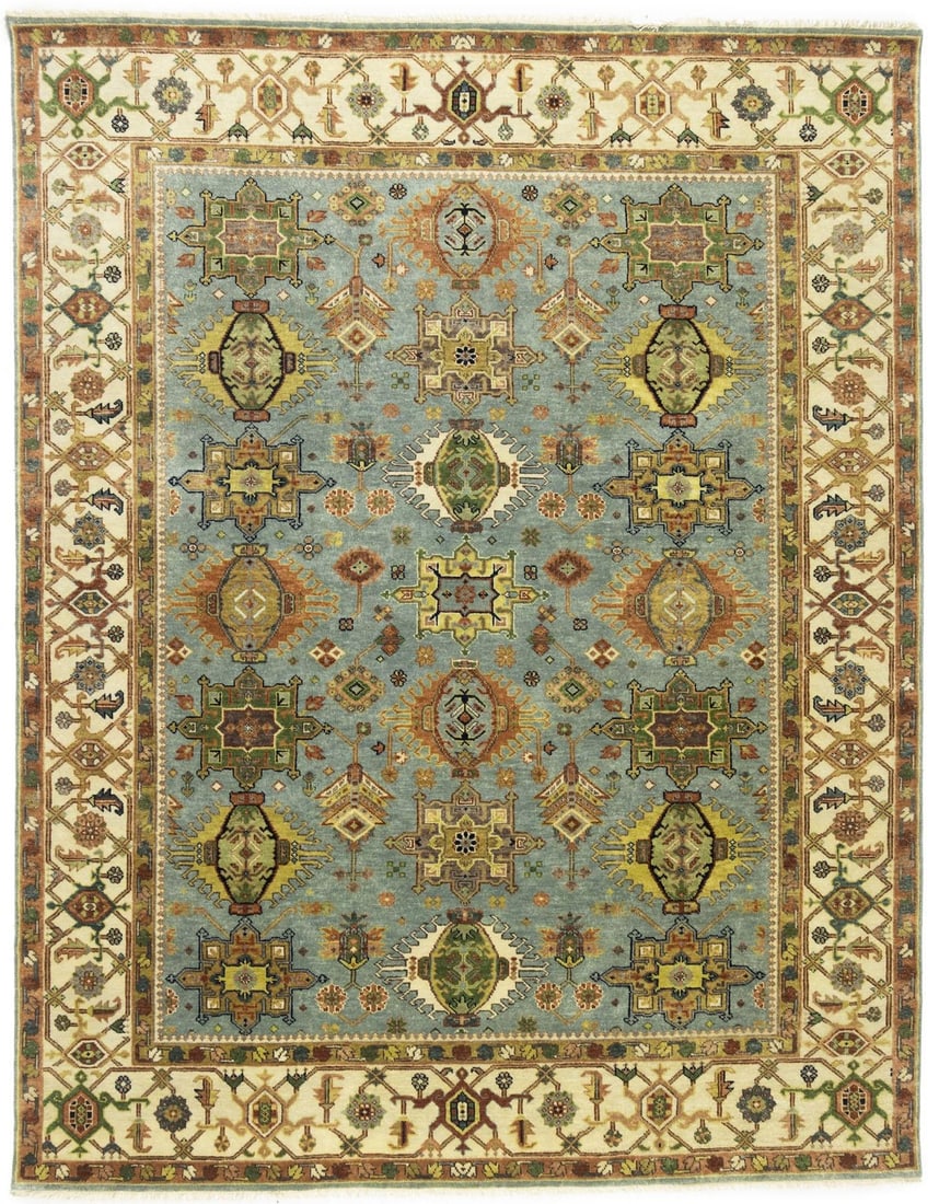 Handmade 8x10 ft Geometric Chobi Wool Area Rug: Handmade 8x10 ft Geometric Chobi Wool Area Rug Enhance your living space with this exquisite handmade Chobi oriental rug, featuring a modern geometric design that adds a touch of elegance to any room.