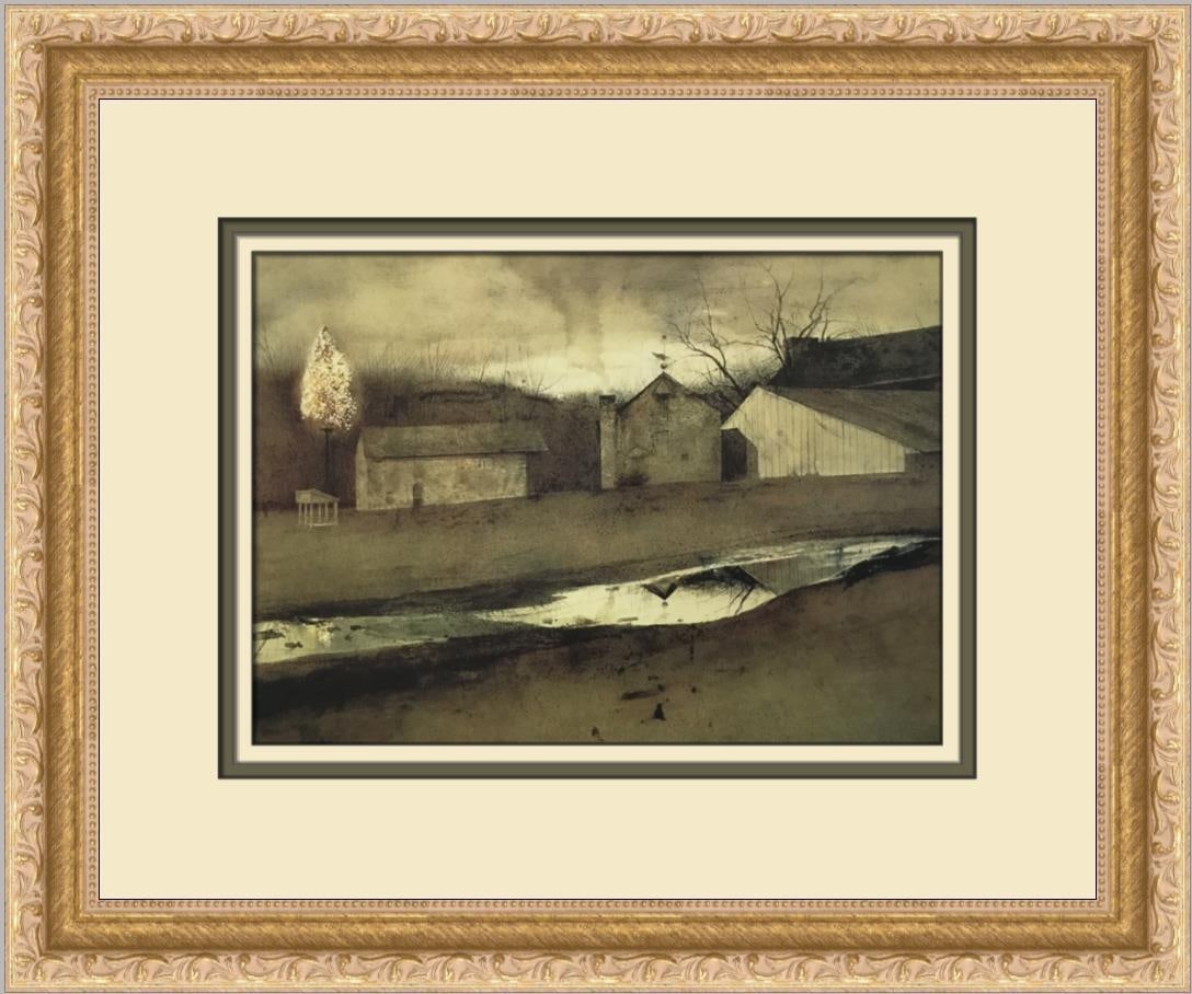 Framed Andrew Wyeth Last Light Offset Lithograph Print 13 x 15 (1 of 2)