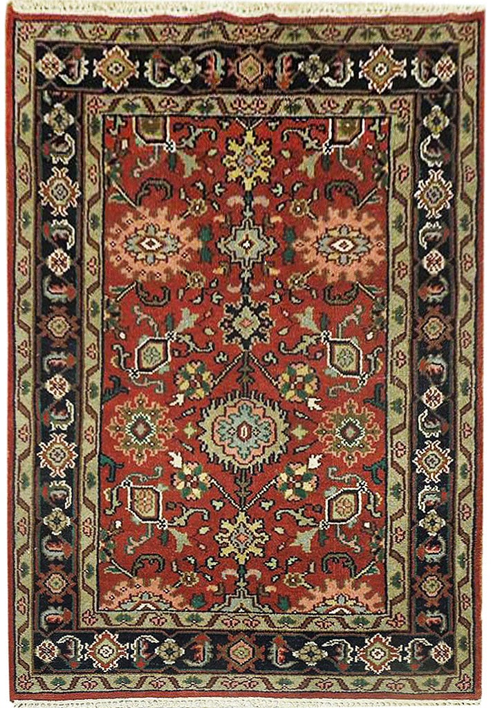 Vibrant 4 x 6 Handmade Fire Orange Mahal Rug India: Vibrant 4 x 6 Handmade Fire Orange Mahal Rug India Free continental US Shipping Transform your living space with the striking 4 x 6 Fire Orange Mahal Rug. This exquisite handmade rug showcases bold ge