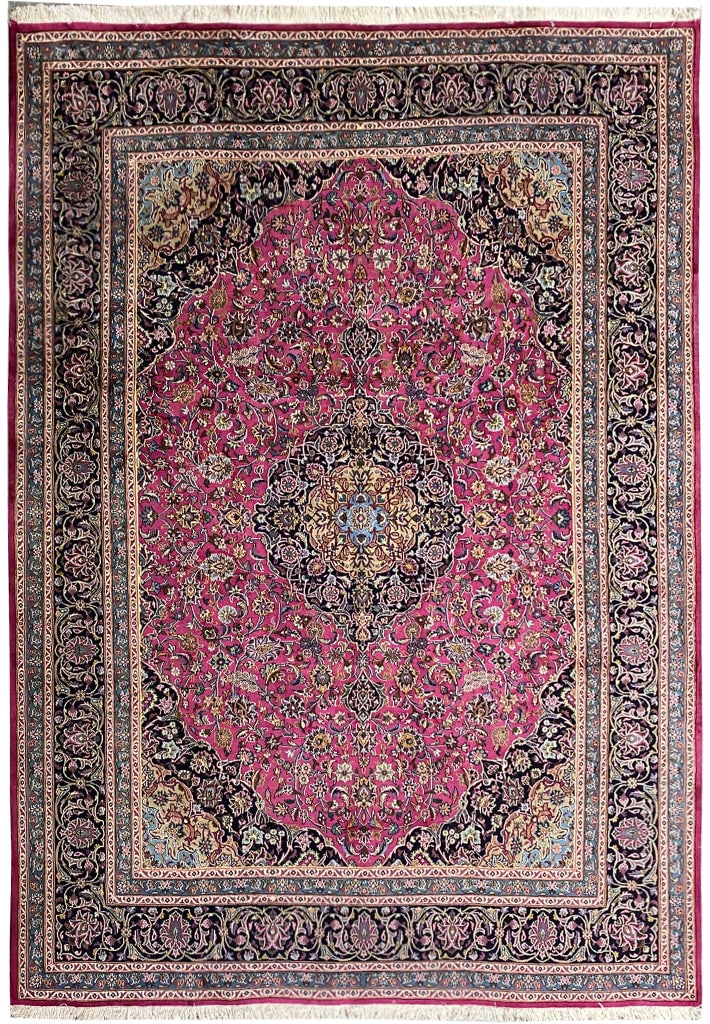 Persian Kashan Wool Rug 9.7 x 12.9 Feet Rose Berry Red (1 of 12)