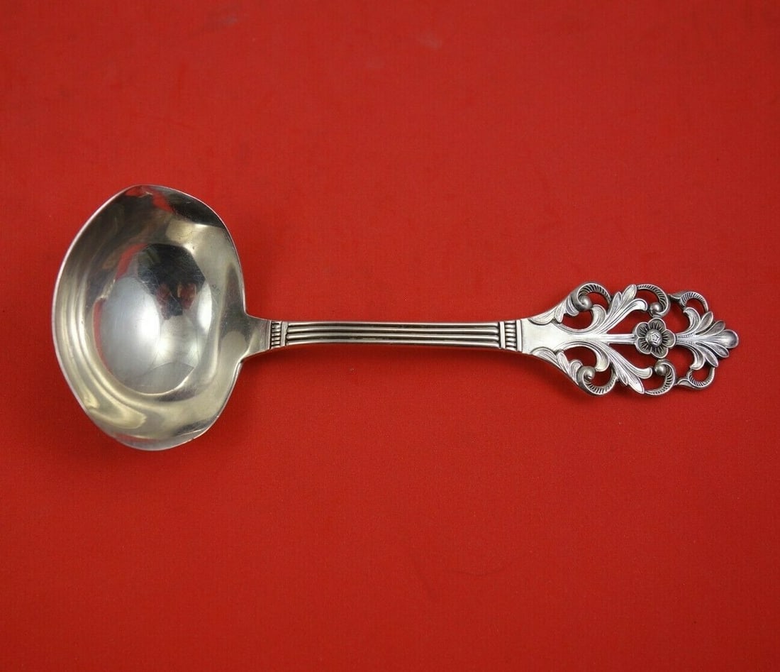 Th. Marthinsen Viking Rose .830 Silver Sauce Ladle 5 1/4 Inch Serving: Th. Marthinsen Viking Rose .830 Silver Sauce Ladle 5 1/4 Inch Serving This exquisite Viking Rose sauce ladle is crafted from .830 silver by Th. Marthinsen, showcasing the elegant Viking Rose pattern. 