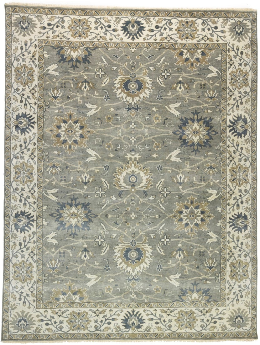 Handmade Peshawar Floral Wool Rug 9'1 x 11'10 Eco-Friendly: Handmade Peshawar Floral Wool Rug 9'1 x 11'10 Eco-Friendly Enhance your living space with this exquisite Handmade Peshawar Rug, showcasing a beautiful taupe floral pattern that seamlessly complements 