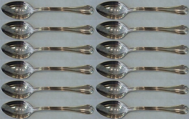 Reed & Barton Woodwind Sterling Silver Teaspoon Set of 12 6 1/8 inches: Reed & Barton Woodwind Sterling Silver Teaspoon Set of 12 6 1/8 inches This exquisite set of 12 teaspoons is crafted from high-quality sterling silver and features the elegant Woodwind pattern by Reed