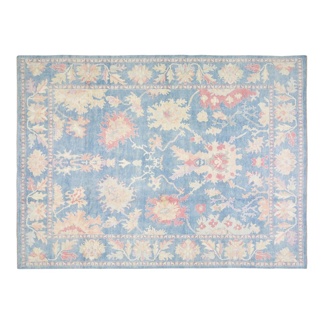 10x13'7 Wool Oushak Rug Modern Hand-Knotted Pakistani Design: 10x13'7 Wool Oushak Rug Modern Hand-Knotted Pakistani Design This hand-knotted Oushak rug from Pakistan is crafted from wool using traditional techniques, offering a blend of timeless artistry and mod