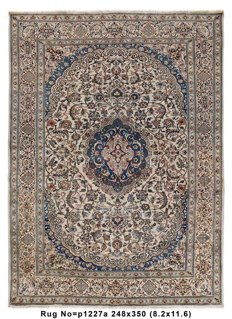 Elegant 8.2 x 11.6 Persian Nain Rug: Elegant 8.2 x 11.6 Persian Nain Rug Free continental US Shipping This exquisite Persian Nain rug measures 8.2 x 11.6 feet, showcasing intricate designs and rich colors characteristic of traditional Na
