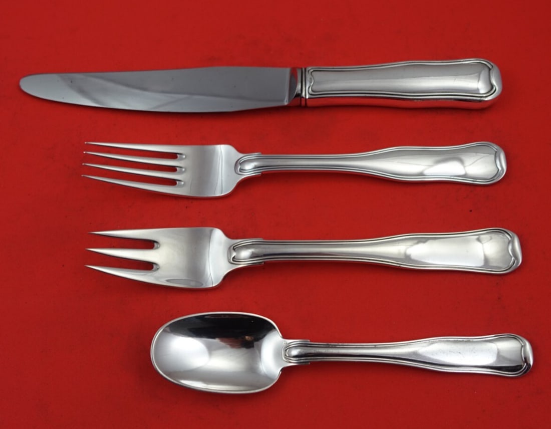 Georg Jensen Old Danish Sterling Silver 4-Piece Place Setting: Georg Jensen Old Danish Sterling Silver 4-Piece Place Setting Enhance your dining experience with this exquisite 4-piece place setting from the Old Danish pattern by Georg Jensen. Crafted from high-qu