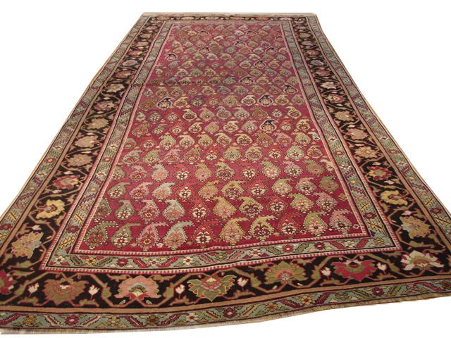 6'3 x 14'3 Red Persian Kerman Paisley Hand-Knotted Area Rug: 6'3 x 14'3 Red Persian Kerman Paisley Hand-Knotted Area Rug Free continental US Shipping Transform your space with the exquisite 6'3" x 14'3" Red Persian Kerman Paisley Rug, handcrafted by skilled Per
