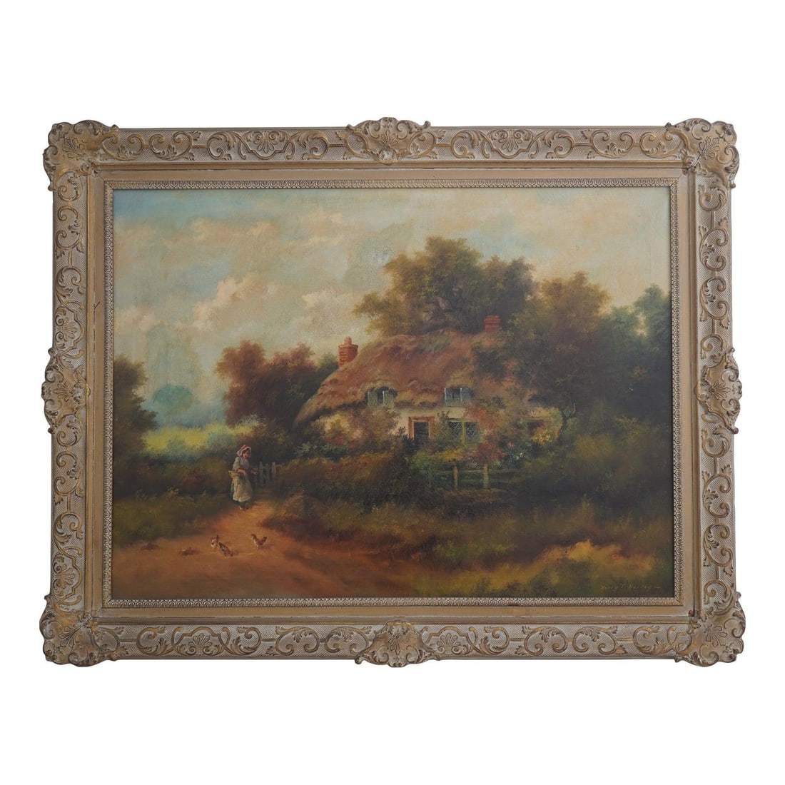 Framed Henry T. Harvey cottage farmhouse oil painting (1 of 10)