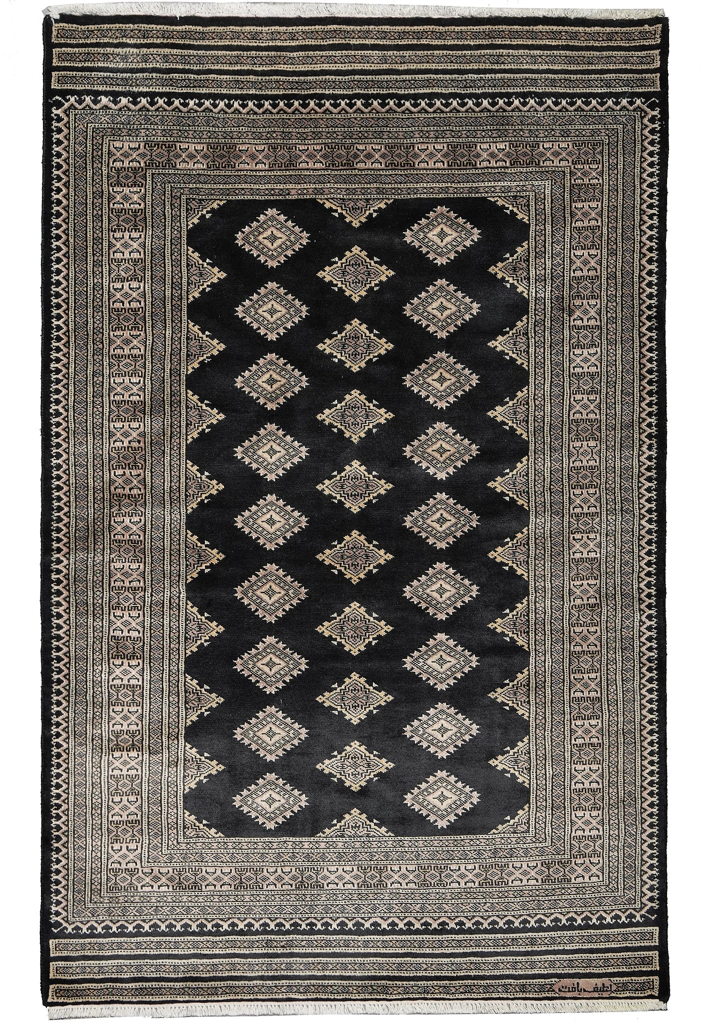 4 x 6 Black Hand Knotted Imported Bokhara Jaldar Rug Wool Silk Touch: 4 x 6 Black Hand Knotted Imported Bokhara Jaldar Rug Wool Silk Touch Free continental US Shipping This 4 x 6 foot Bokhara Jaldar rug is hand-knotted and features a luxurious wool construction with a s