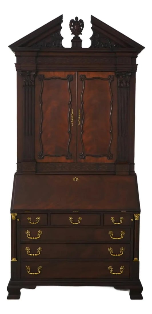 Chippendale Style Mahogany Secretary Desk Model 6097 with Brass Hardware (1 of 10)