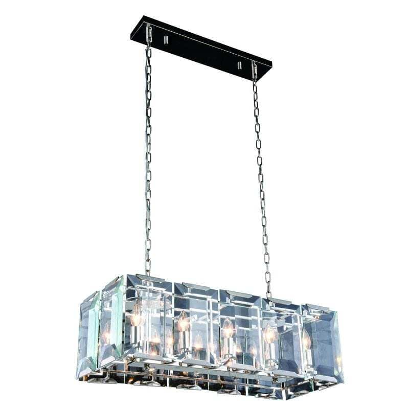 Monaco Polished Nickel 10-Light Rectangular Chandelier 34 Inch Modern Island Fixture (1 of 2)