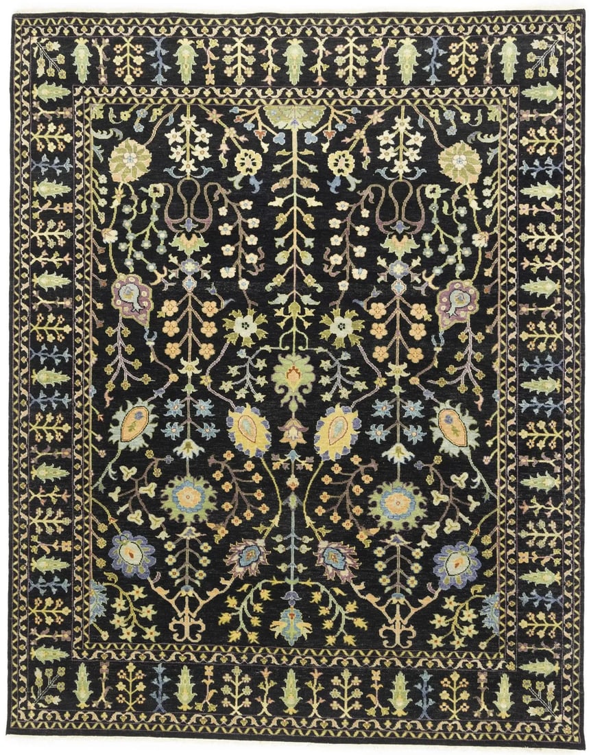 Hand-Knotted Wool Floral Tree of Life Area Rug 7'10 x 9'10: Hand-Knotted Wool Floral Tree of Life Area Rug 7'10 x 9'10 This handmade Osh Chobi Oriental rug features a large, intricate floral and tree of life design in a transitional style. Expertly hand-knotte