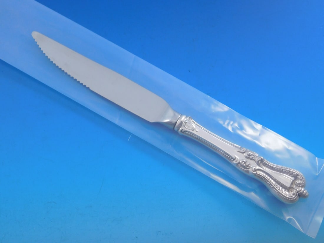 Towle Old Colonial Sterling Silver Steak Knife 8 3/4 Custom Serrated: Towle Old Colonial Sterling Silver Steak Knife 8 3/4 Custom Serrated This exquisite steak knife features the Old Colonial pattern by Towle, crafted from sterling silver with a hollow handle and a stai
