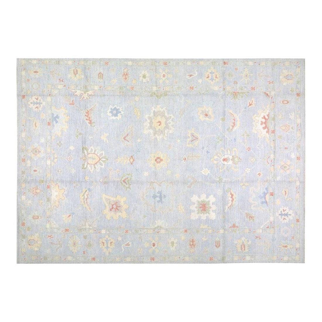 Stone Gray Wool Oushak Area Rug 5'x7' Hand Knotted Turkish Design: Stone Gray Wool Oushak Area Rug 5'x7' Hand Knotted Turkish Design This Turkish Oushak rug is hand-knotted from wool using traditional techniques, offering a blend of classic craftsmanship and modern d