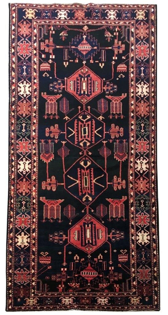 Handmade 5.5 x 10.8 Black Persian Hamadan Rug from Iran: Handmade 5.5 x 10.8 Black Persian Hamadan Rug from Iran Free continental US Shipping Introducing the stunning 5.5 x 10.8 Black Persian Hamadan Rug, a handcrafted masterpiece by skilled Persian artisan