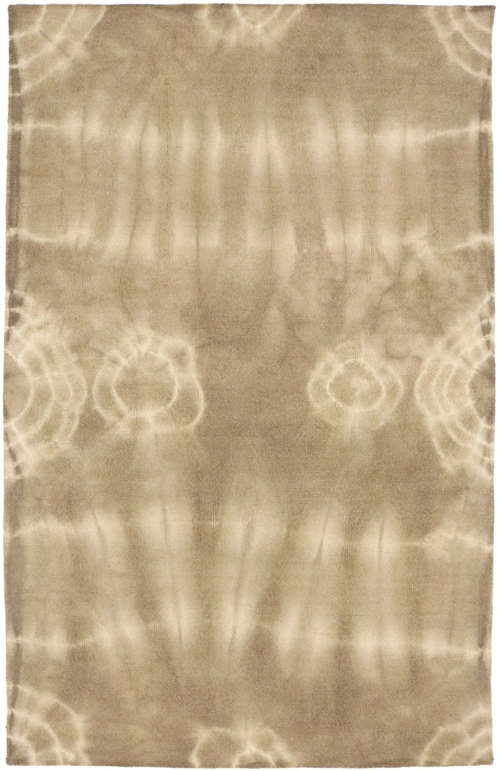 5x8 Wool Area Rug with Brown Abstract Tie-Dye Pattern Hand-Tufted Modern Style: 5x8 Wool Area Rug with Brown Abstract Tie-Dye Pattern Hand-Tufted Modern Style This hand-tufted area rug features a modern abstract tie-dye design in brown tones, crafted from wool for softness and du