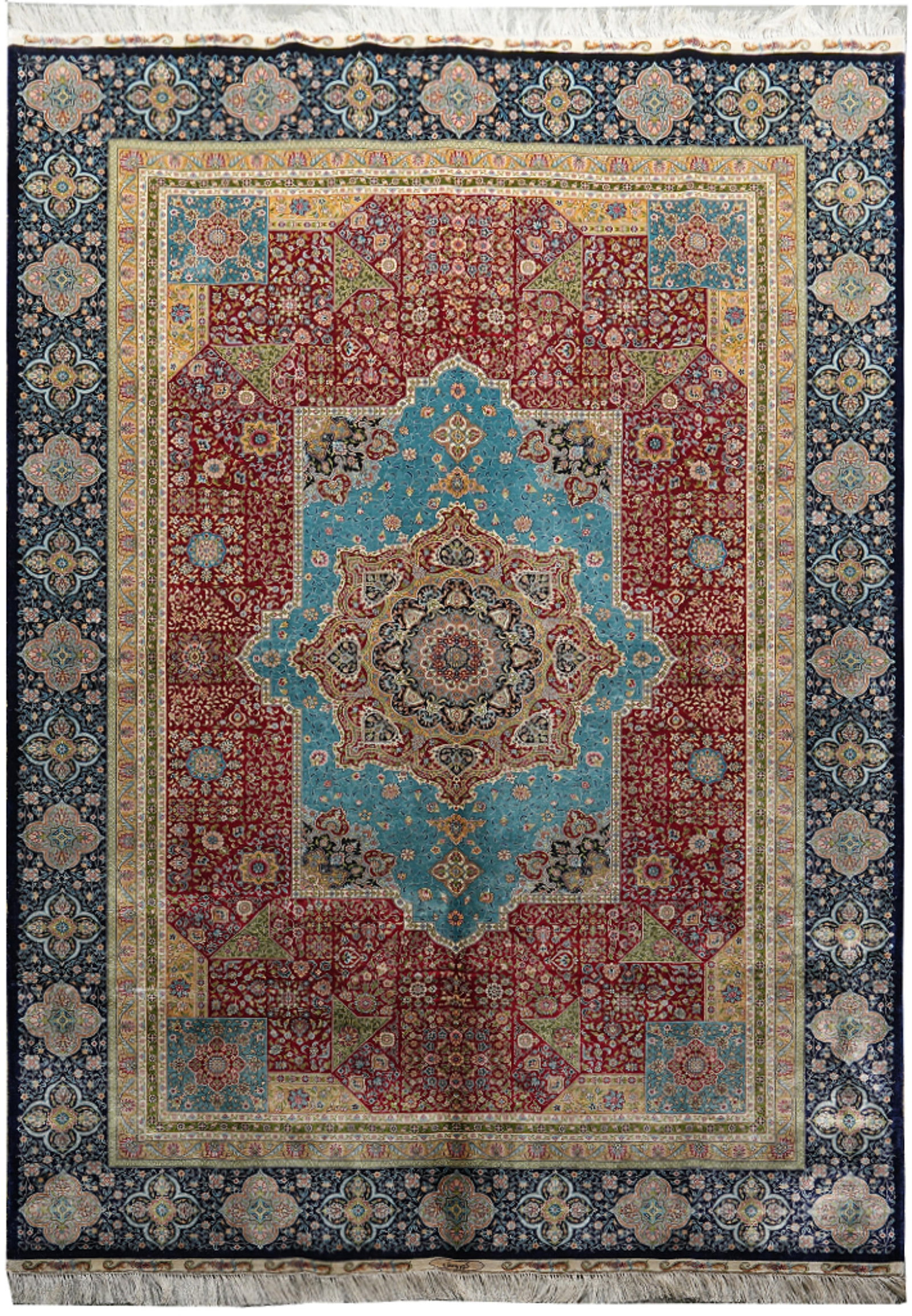 6 x 9 Silk Mohtasham Modern Handmade Rug Elegant Artisan Design: 6 x 9 Silk Mohtasham Modern Handmade Rug Elegant Artisan Design Free continental US Shipping This 6 x 9 silk Mohtasham modern handmade rug features a harmonious blend of traditional Mohtasham craftsma