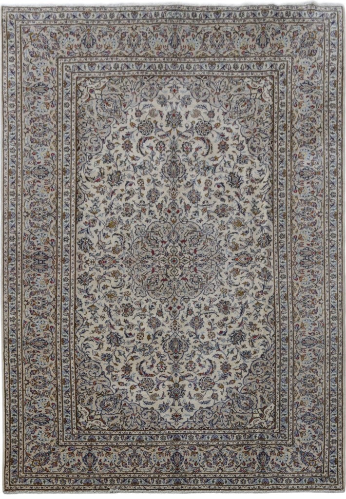 Handcrafted Ivory Persian Kashan Rug 8'2 x 11'8 Traditional Design (1 of 6)