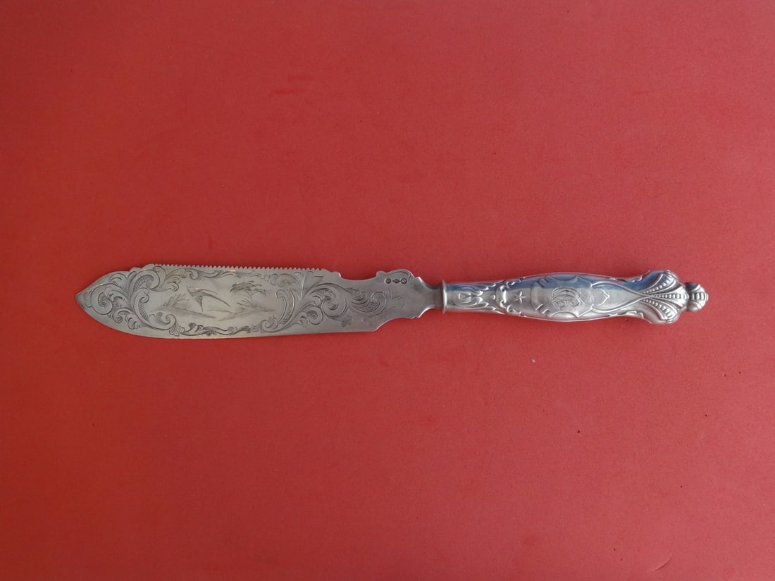 Albert Coles Sterling Silver Ice Cream Cake Slice 1830 Monogrammed 11 7/8" (1 of 1)