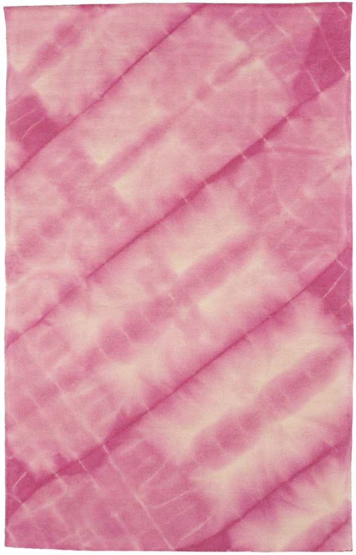 Modern Fuchsia 5x8 Hand-Tufted Wool Area Rug for Kids Room: Modern Fuchsia 5x8 Hand-Tufted Wool Area Rug for Kids Room Enhance your child's space with this stylish Fuchsia Tie-Dye Design Modern Area Rug. Measuring 5'0" x 8'0" ft, this hand-tufted rug features 