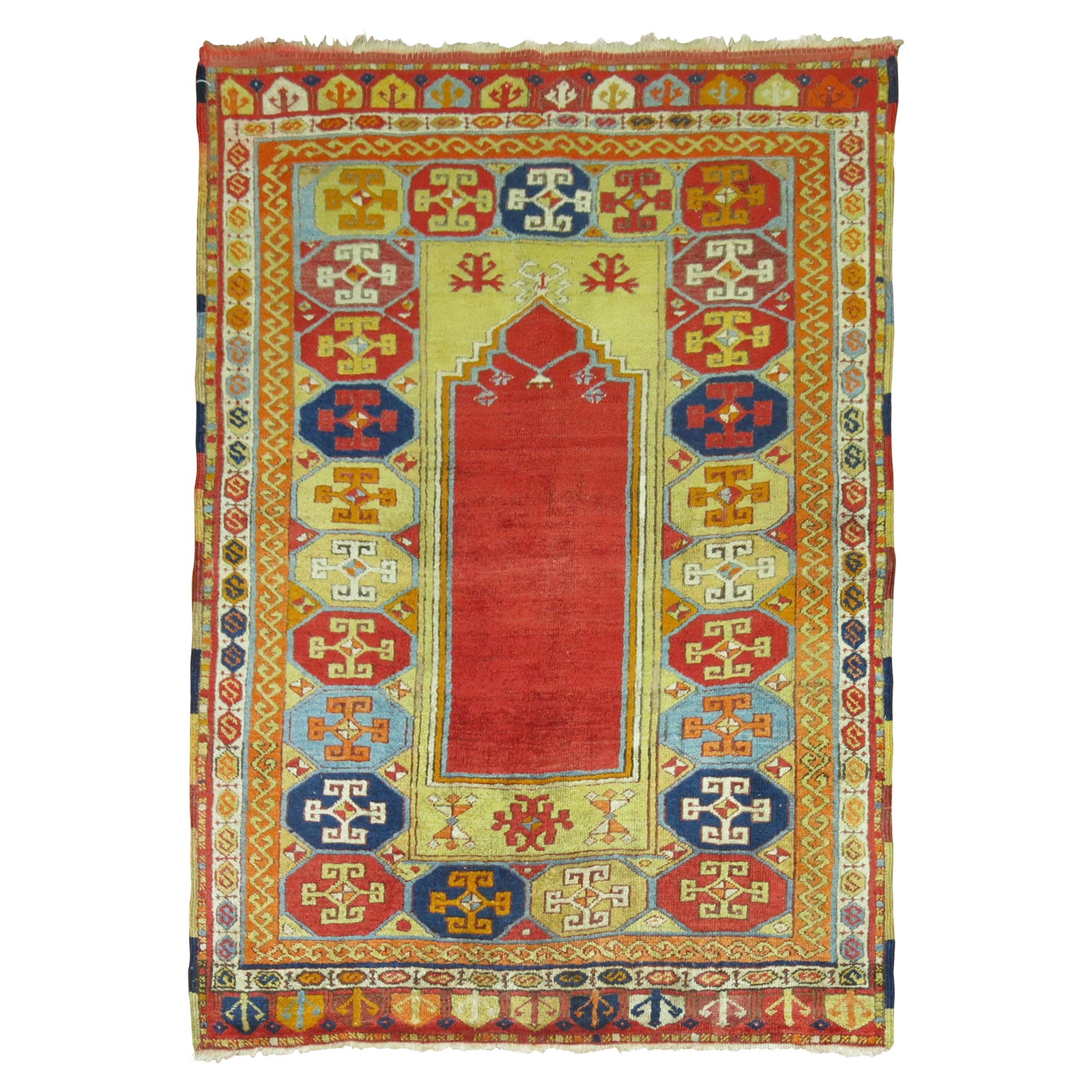19th Century Turkish Melas Hand-Knotted Prayer Rug Wool Islamic Design: 19th Century Turkish Melas Hand-Knotted Prayer Rug Wool Islamic Design Discover the exquisite craftsmanship of this 19th Century Turkish Melas Prayer Rug, featuring a vibrant prayer motif that reflect