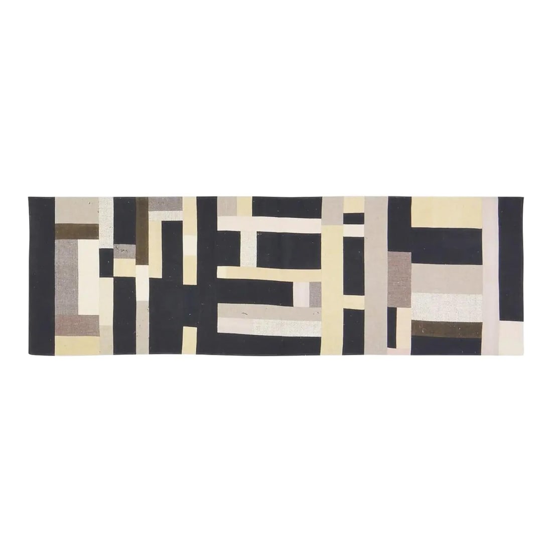 Tan Wool Turkish Patchwork Runner Rug 2'5 x 7'7 Vintage Soft Contemporary: Tan Wool Turkish Patchwork Runner Rug 2'5 x 7'7 Vintage Soft Contemporary This vintage Turkish patchwork rug features natural colors and a contemporary style, crafted from organic wool for a soft text
