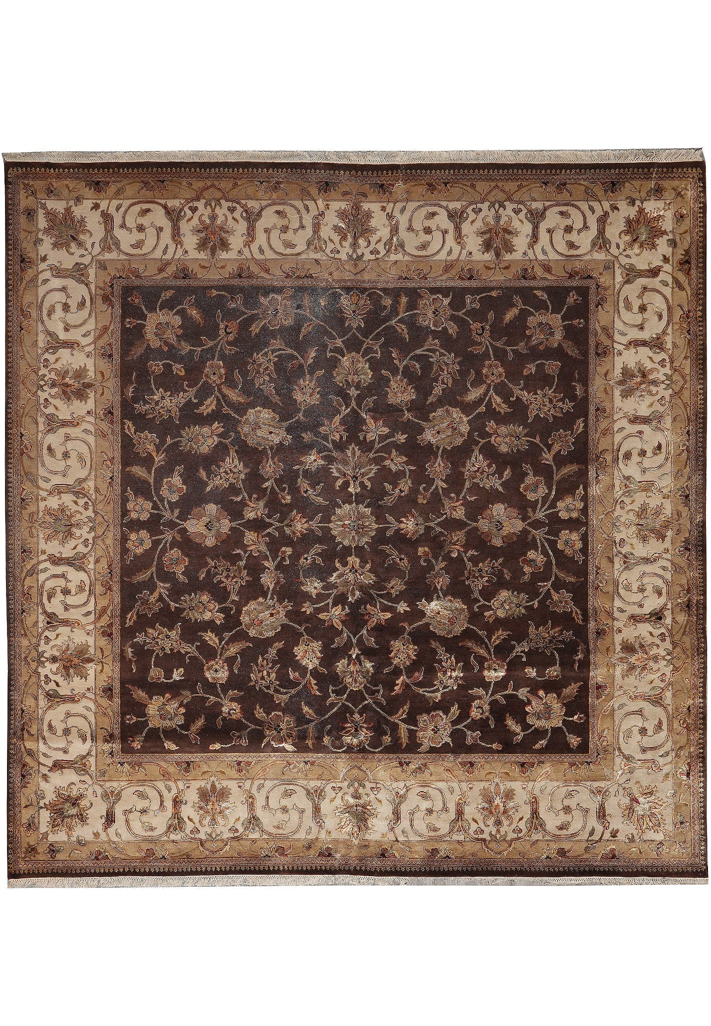 10 x 10 Square Handmade Pakistani Wool and Silk Rug: 10 x 10 Square Handmade Pakistani Wool and Silk Rug Free continental US Shipping This handmade Pakistani square area rug measures 10 x 10 feet and is crafted from a premium blend of wool and silk. It 