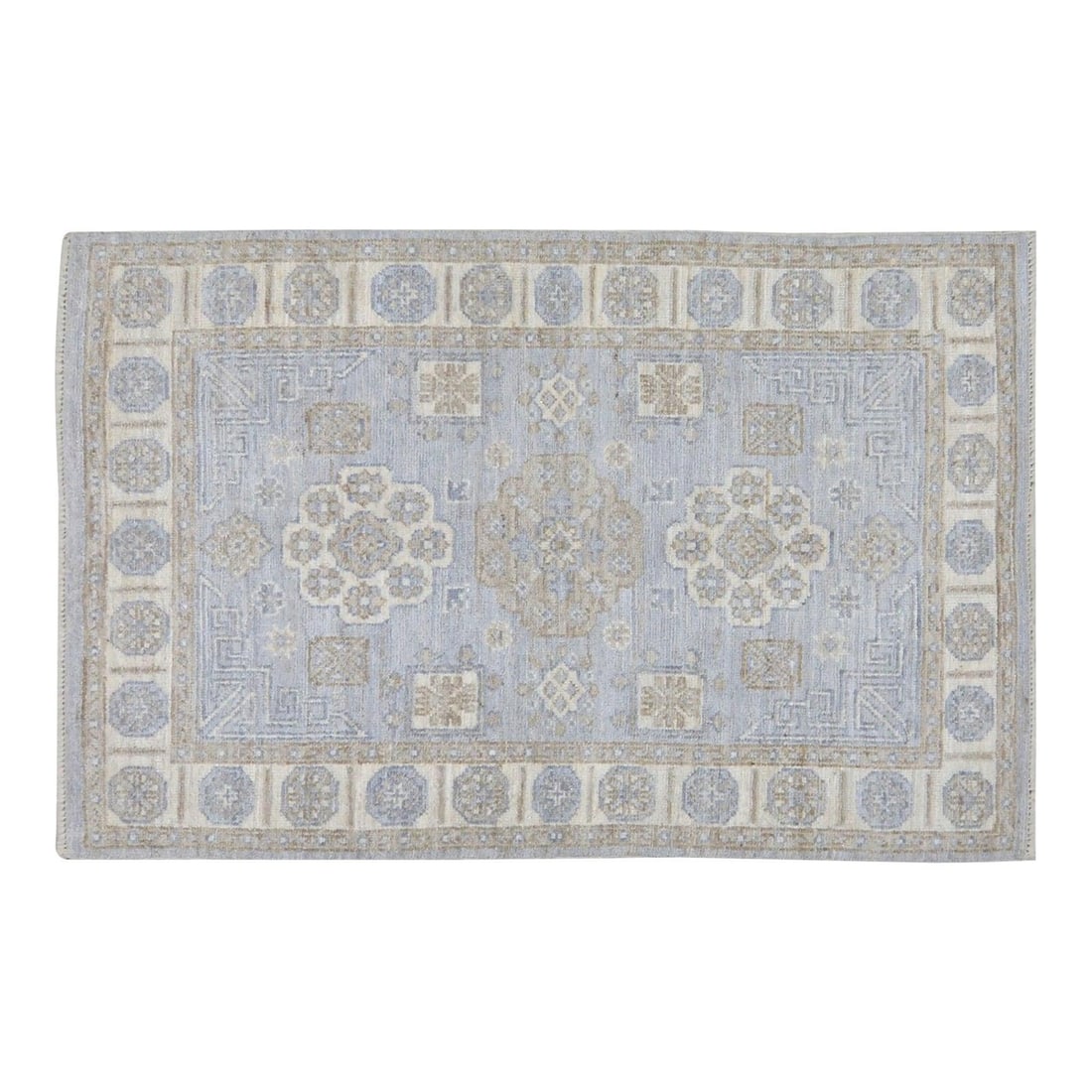 Handmade Wool Oushak Area Rug Gray 4'10 x 7'1 Traditional Turkish Design: Handmade Wool Oushak Area Rug Gray 4'10 x 7'1 Traditional Turkish Design This Turkish Oushak hand-knotted wool rug is crafted using traditional techniques, combining classic craftsmanship with a moder