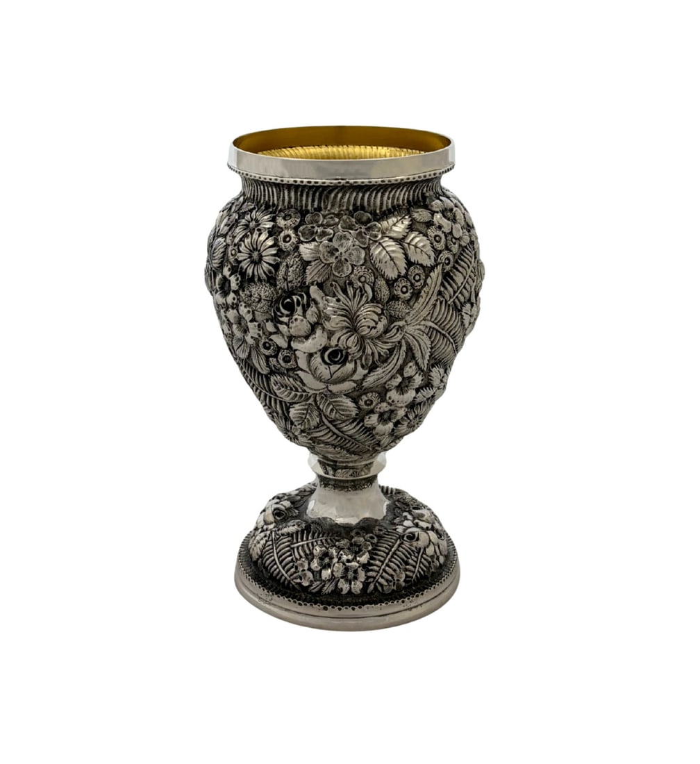 JS Macdonald Co Sterling Silver Repousse Flower Vase 7.25 Inch (1 of 3)