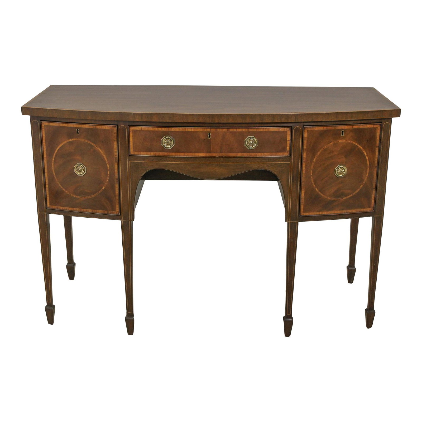 Kittinger D1923 Federal Style Inlaid Mahogany Sideboard with Silverware Drawer: Kittinger D1923 Federal Style Inlaid Mahogany Sideboard with Silverware Drawer This exquisite Kittinger D1923 Federal Style Sideboard showcases a sophisticated design with elegant inlays. Crafted from