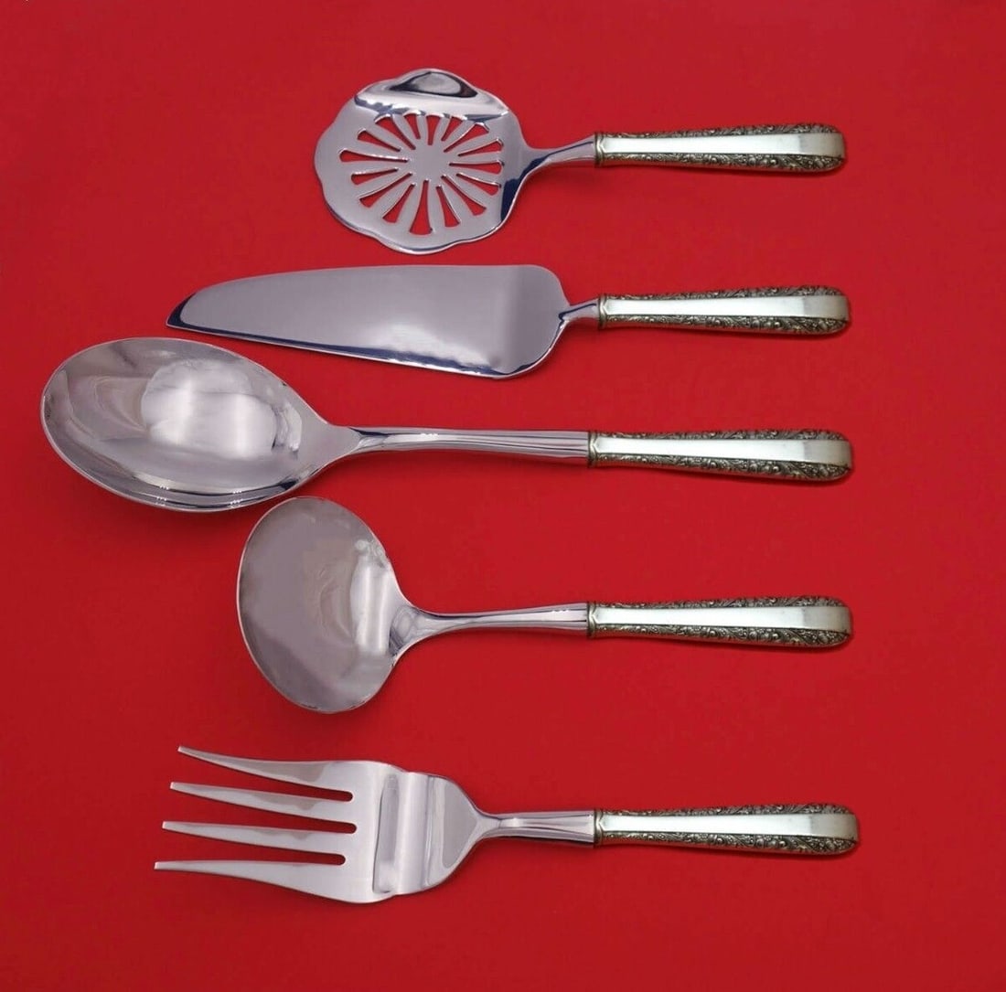 Towle Candlelight Sterling Silver 5pc Thanksgiving Serving Set: Towle Candlelight Sterling Silver 5pc Thanksgiving Serving Set Elevate your holiday dining experience with the Candlelight by Towle Sterling Silver Thanksgiving Serving Set. This exquisite 5-piece hos