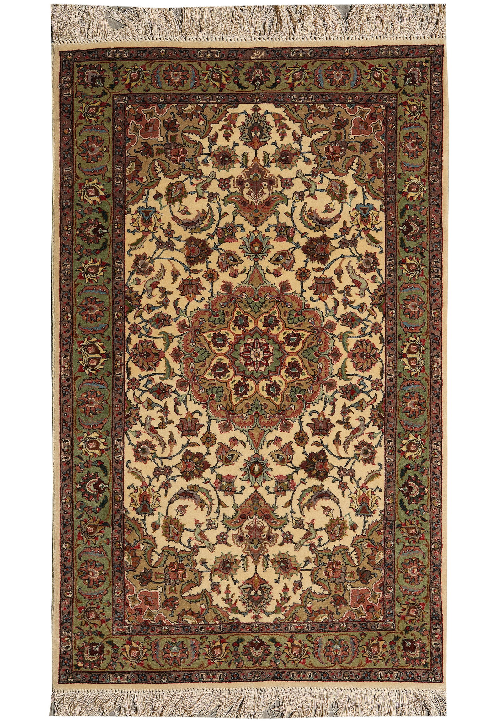 Authentic Persian Tabriz Area Rug 3 x 5 Hand Knotted Fine Wool 400 KPSI: Authentic Persian Tabriz Area Rug 3 x 5 Hand Knotted Fine Wool 400 KPSI Free continental US Shipping This authentic Persian Tabriz area rug is hand-knotted in fine wool with a fine quality 400 KPSI we