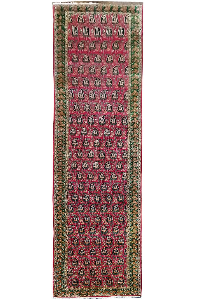 Exquisite 3.2 x 15.6 Feet Hand-knotted Persian Tabriz Paisley Runner Rug: Exquisite 3.2 x 15.6 Feet Hand-knotted Persian Tabriz Paisley Runner Rug Free continental US Shipping Discover the beauty of this exquisite 3.2 x 15.6 Feet Hand-knotted Persian Tabriz Runner, featurin