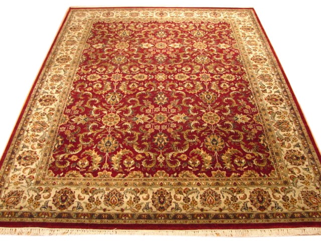 Handwoven 7.8 x 10 Red Jaipur Rug Premium Wool: Handwoven 7.8 x 10 Red Jaipur Rug Premium Wool Free continental US Shipping Enhance your living space with the exquisite 7.8 x 10 Red Quality Jaipur Rug. This stunning handmade rug showcases a vivid r