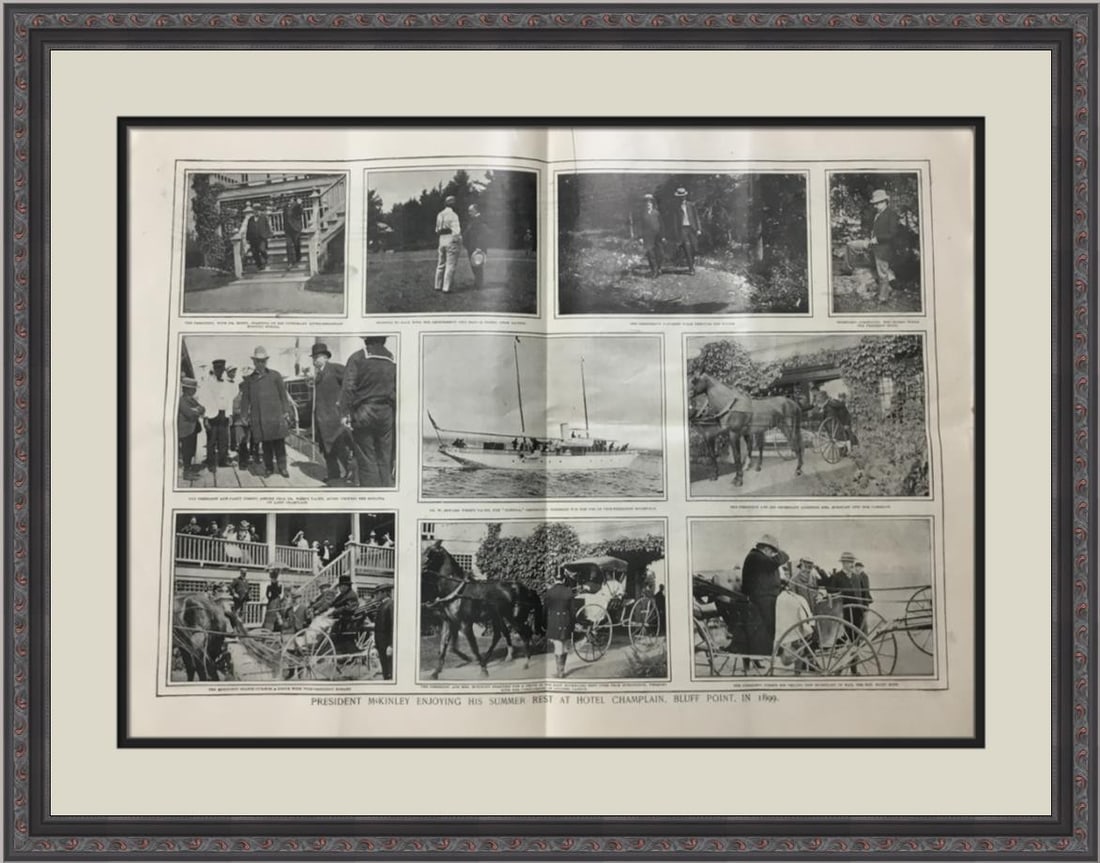 Framed Leslie's Weekly McKinley Hotel Champlain feature 22 x 28 (1 of 2)