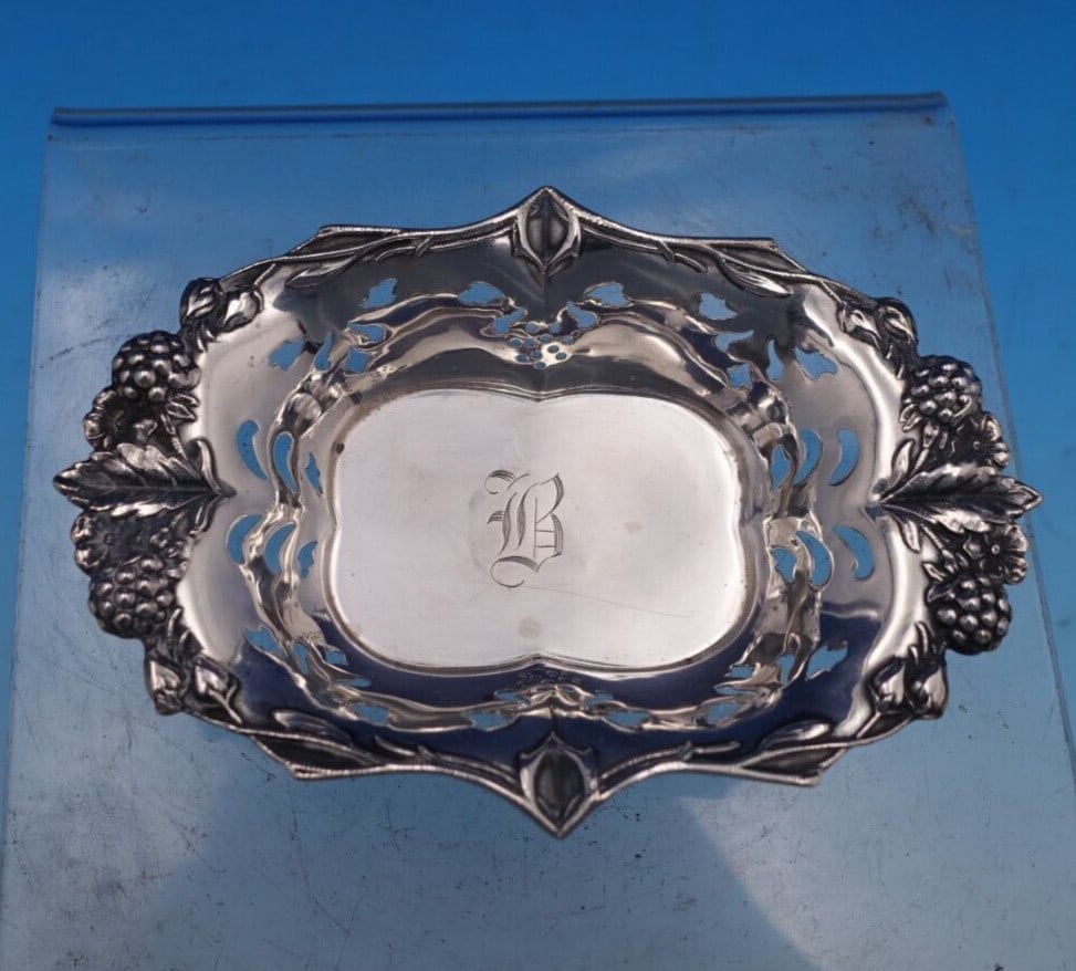 Tiffany & Co Blackberry Sterling Silver Nut Cup with Monogram B: Tiffany & Co Blackberry Sterling Silver Nut Cup with Monogram B This elegant nut cup from Tiffany & Co. features the Blackberry pattern, crafted from high-quality sterling silver (.925). The design in