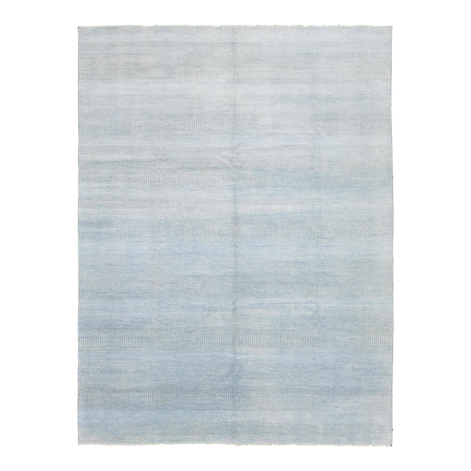Gray 9 x 12 Handknotted Wool Rug with Light Blue Geometric Design: Gray 9 x 12 Handknotted Wool Rug with Light Blue Geometric Design Enhance your living space with this stunning Gray 9' x 12' Modern Savannah Wool Rug. Handknotted with meticulous care, this contempora