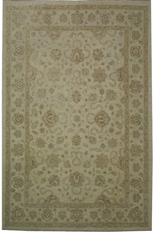 Luxurious 6'7" x 10'2" Neutral Chobi Peshawar Hand-Woven Rug: Luxurious 6'7" x 10'2" Neutral Chobi Peshawar Hand-Woven Rug Free continental US Shipping Enhance your living space with this exquisite 6' 7" x 10' 2" Neutral Chobi Peshawar Rug, designed to evoke a s