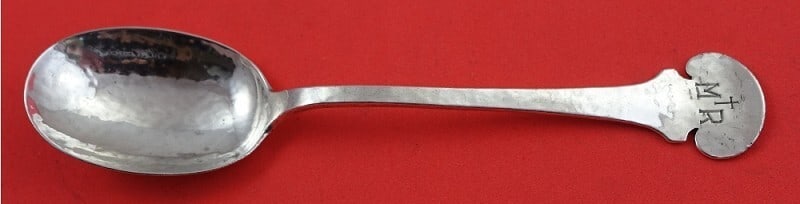 Shreve Sterling Silver Teaspoon Fourteenth Century Monogram M+R 6": Shreve Sterling Silver Teaspoon Fourteenth Century Monogram M+R 6" This exquisite Shreve Sterling Silver Teaspoon, part of the Fourteenth Century pattern, measures 6 inches in length. The spoon showca